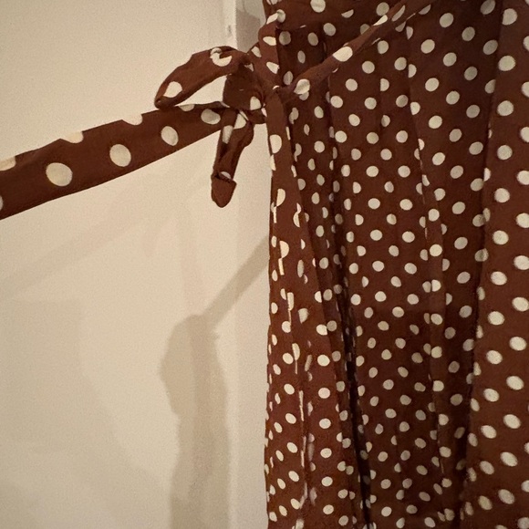 LPA Brown and White Polka Dot Midi Dress - Picture 3 of 4